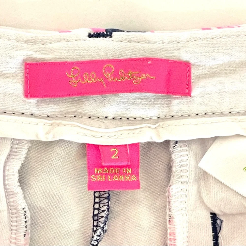 LILLY PULITZER Callahan Knit "On The Vine Floral" Print Blue Pink Stretch Size 2 - Picture 4 of 9